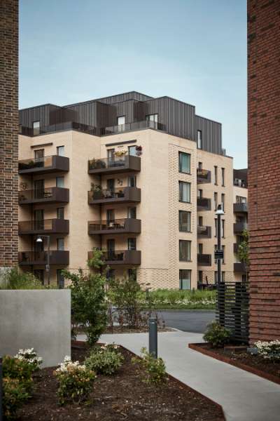 Co-op penthouse apartment blocks, clad in DS Nordic Click Seam in IrmaByen, IrmaByen - Krydderivej 12, 2610 Rødovre